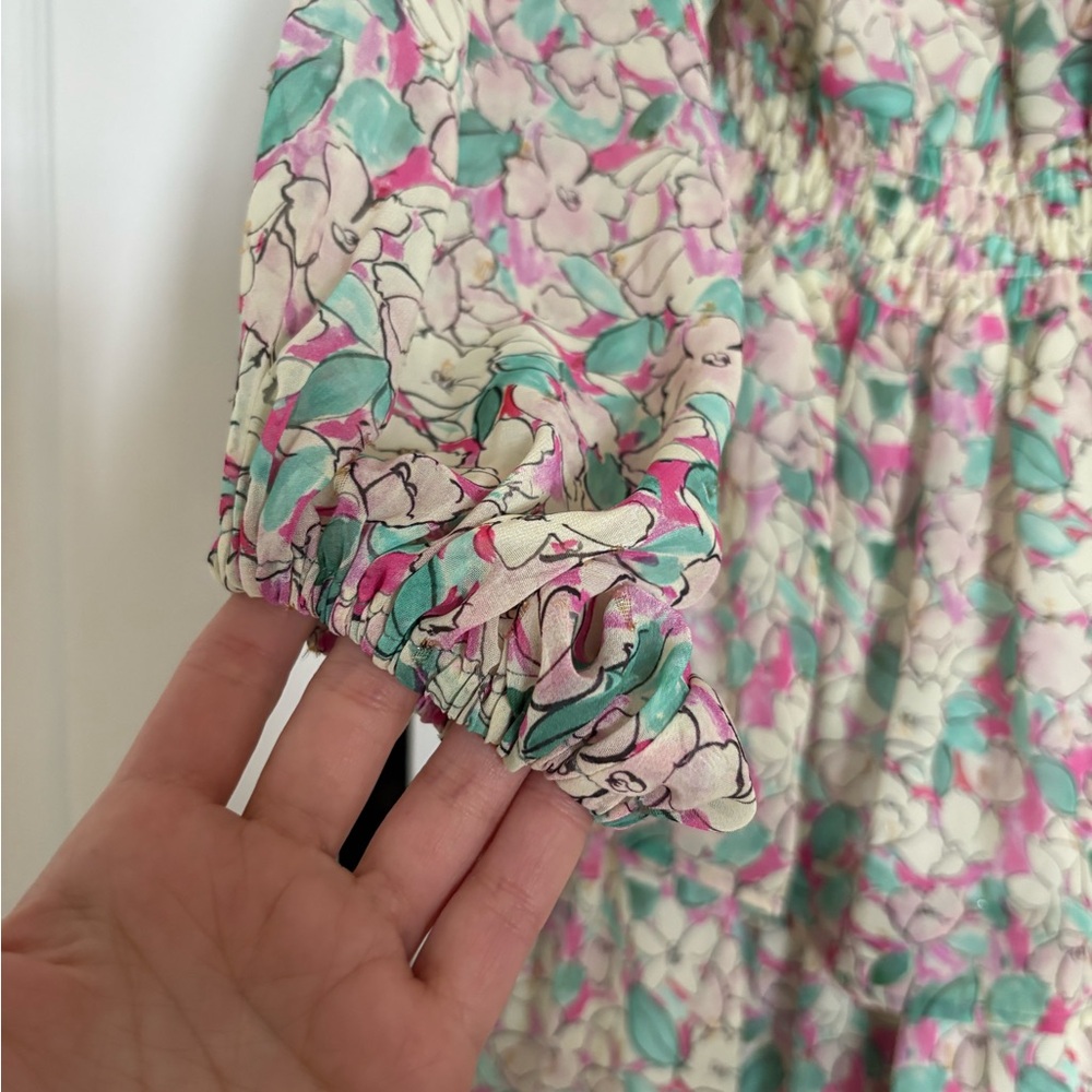 Lavender Brown Floral Dress with Pink and Green Accents - Picture 2 of 4